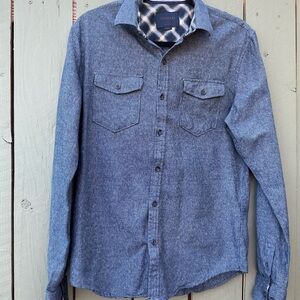 Nomad Mens Textured Blue Casual Long Sleeved Shirt Size Small